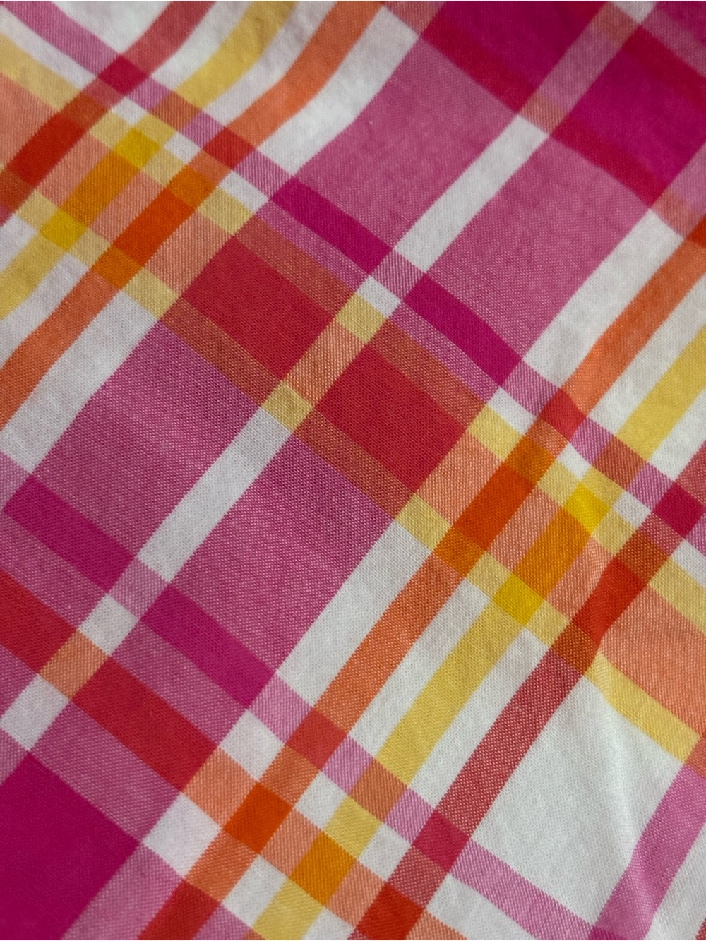 Pottery Barn Teen /Madres Plaid-Pink/Orange/Yellow /Full Bed Skirt/Preppy Accent - Picture 5 of 7